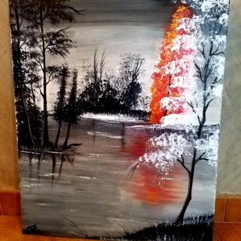 Painting titled "Une forêt" by Florence Castelli  Flofloyd, Original Artwork, Acrylic