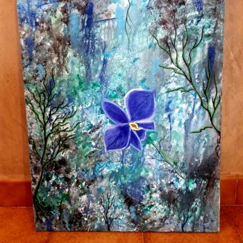 Pintura intitulada "La fleur bleue" por Florence Castelli  Flofloyd, Obras de arte originais, Acrílico