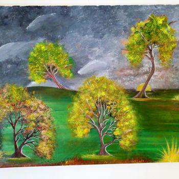 Картина под названием "Ma forêt majestueuse" - Florence Castelli  Flofloyd, Подлинное произведение искусства, Акрил