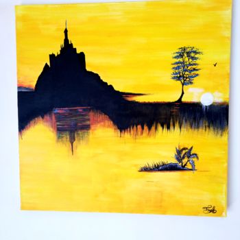 Schilderij getiteld "Le Mont Saint Michel" door Florence Castelli  Flofloyd, Origineel Kunstwerk, Acryl