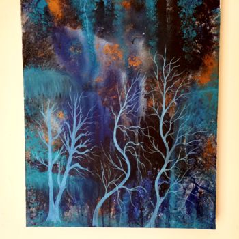 Malerei mit dem Titel "Ma forêt bleue" von Florence Castelli  Flofloyd, Original-Kunstwerk, Acryl