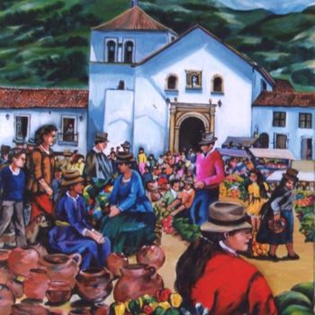 Painting titled "mercado andino" by Maparè, Original Artwork