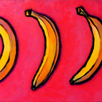 Malerei mit dem Titel "5 bananas in a line" von Nivel Amid, Original-Kunstwerk, Acryl