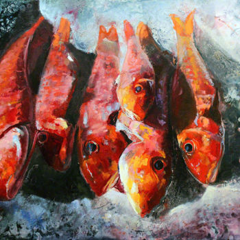 Pittura intitolato "salmonetes.jpg" da Miguel Angel Quintana, Opera d'arte originale, Altro
