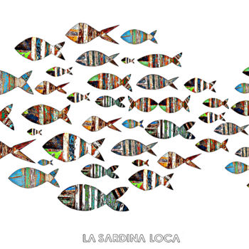 Arts numériques intitulée "Sardinas locas II" par André Maquestiau, Œuvre d'art originale, Photo montage