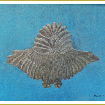 「Oiseau LIAO」というタイトルの絵画 André Maquestiauによって, オリジナルのアートワーク, アクリル ウッドストレッチャーフレームにマウント