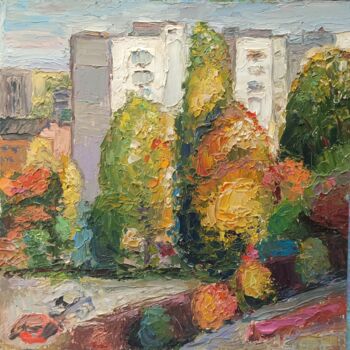 Schilderij getiteld "Warm Autumn in the…" door Mariana Sobkiv, Origineel Kunstwerk, Olie