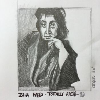 Dessin intitulée "ZAHA HADID / TOTTTT…" par Mar.S, Œuvre d'art originale, Conté