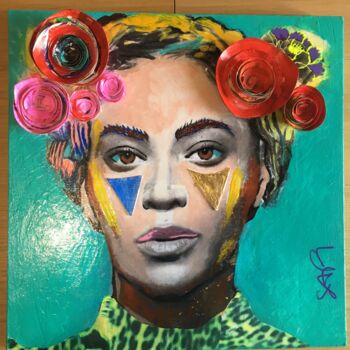 Peinture intitulée "BEYONCE as Frida KA…" par Mar.S, Œuvre d'art originale, Acrylique