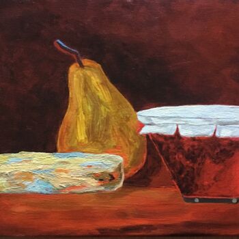 Peinture intitulée "Fromage,poire et co…" par Mar.S, Œuvre d'art originale, Huile