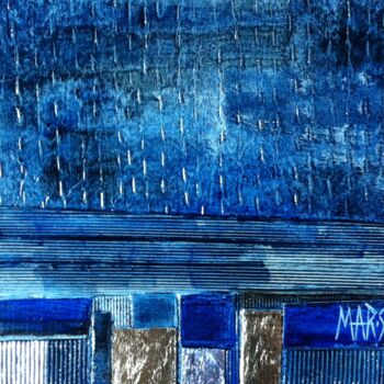 Painting titled "BLUE RAIN AND SEA #2" by Mar.S, Original Artwork, Oil