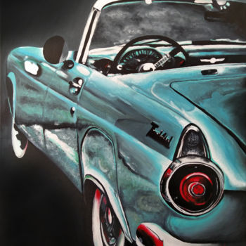 Painting titled "Ford Thunderbird" by Mariam Mary Ellen, Original Artwork, Oil