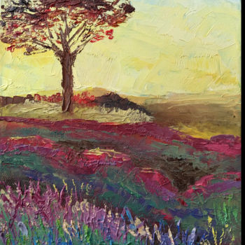 Painting titled "Sunset in Provence" by Mariam Mary Ellen, Original Artwork, Oil