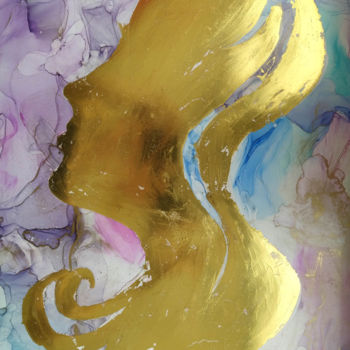 Peinture intitulée "Girl Silhouette" par Mariam Mary Ellen, Œuvre d'art originale, Encre