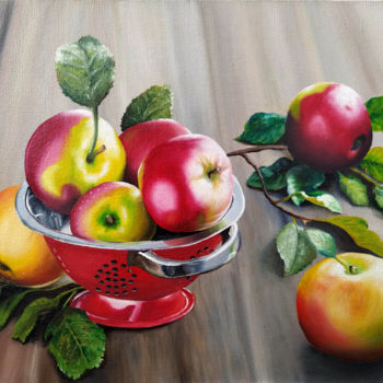 Pittura intitolato "Red apples" da Mariam Mary Ellen, Opera d'arte originale, Olio