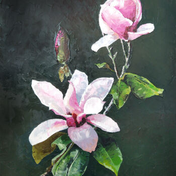 Peinture intitulée "Magnolias" par Mariam Mary Ellen, Œuvre d'art originale, Huile