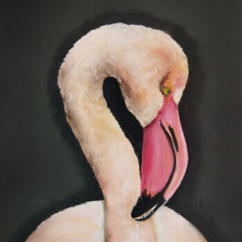 Painting titled "Flamingo" by Mariam Mary Ellen, Original Artwork, Pastel