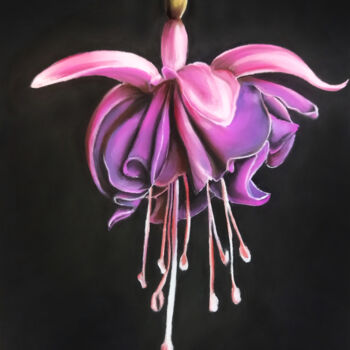 Pintura intitulada "Fuchsia blossom" por Mariam Mary Ellen, Obras de arte originais, Pastel