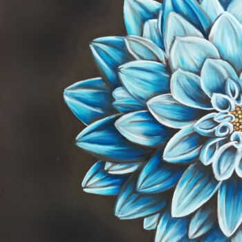 Painting titled "Blue Chrysanthemum" by Mariam Mary Ellen, Original Artwork, Pastel