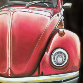 Ζωγραφική με τίτλο "Volkswagen Beetle" από Mariam Mary-Ellen, Αυθεντικά έργα τέχνης, Παστέλ