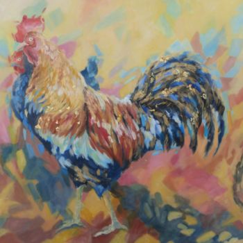 Painting titled "Gallo" by Mara Grubert, Original Artwork, Acrylic