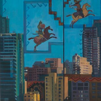 Painting titled "Desire of a city II" by Maral Der Boghossian, Original Artwork, Oil