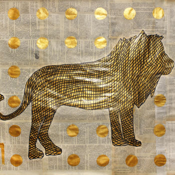 Schilderij getiteld "Lion." door Marat Cherny, Origineel Kunstwerk, Acryl