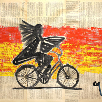 Malarstwo zatytułowany „Bike Ride.” autorstwa Marat Cherny, Oryginalna praca, Gwasz