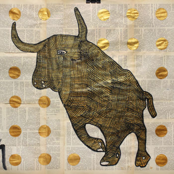 Peinture intitulée "Bull." par Marat Cherny, Œuvre d'art originale, Acrylique