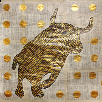 "Golden BULL." başlıklı Tablo Marat Cherny tarafından, Orijinal sanat, Akrilik