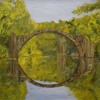 Painting titled "Devil's bridge" by Marat Grigoryan, Original Artwork, Oil