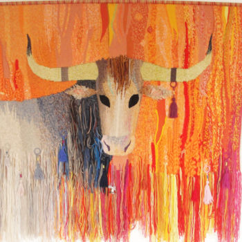 Artcraft titled "October the Bull" by Marian Ismael, Original Artwork, Home Décor
