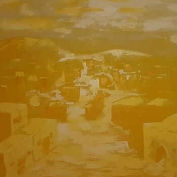 Pittura intitolato "Sand city" da Marat Japarov, Opera d'arte originale, Olio Montato su Telaio per barella in legno