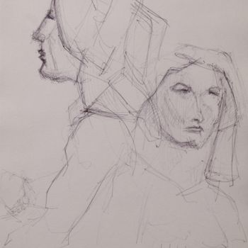 Drawing titled "PORTRAIT 6" by Marc Barn, Original Artwork, Ballpoint pen