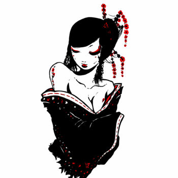 Drawing titled "Geisha 2012" by Marc Bigarnet, Original Artwork