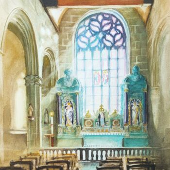 Картина под названием "Chapelle de "La Cla…" - Marc Broudic, Подлинное произведение искусства, Акварель