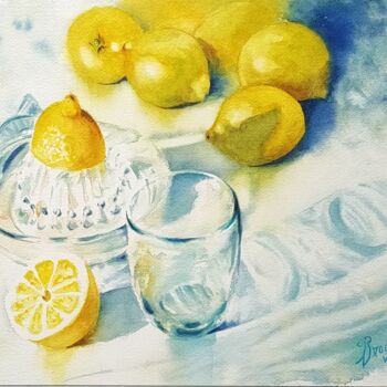 Pintura intitulada "Jus de citron" por Marc Broudic, Obras de arte originais, Aquarela