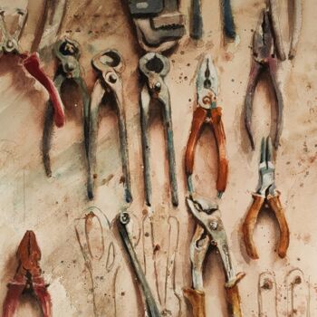 Malarstwo zatytułowany „"Pinces & Tenailles…” autorstwa Marc Broudic, Oryginalna praca, Akwarela