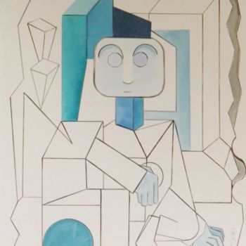 Peinture intitulée "Robotick" par Marc Bulyss, Œuvre d'art originale, Huile Monté sur Châssis en bois