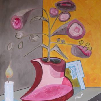 Malarstwo zatytułowany „Fleurs d'osnéronis” autorstwa Marc Bulyss, Oryginalna praca, Olej Zamontowany na Drewniana rama noszy