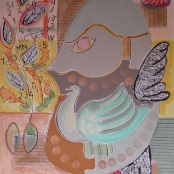 Drawing titled "Chick of Tubernute" by Marc Bulyss, Original Artwork, Acrylic