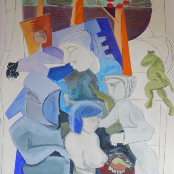 Desenho intitulada "Détente Estivale" por Marc Bulyss, Obras de arte originais, Óleo