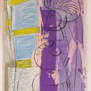 Dessin intitulée "Femme a la fenêtre" par Marc Bulyss, Œuvre d'art originale, Pastel