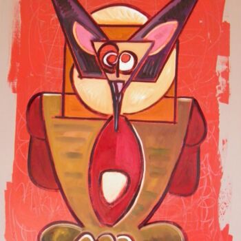 Painting titled "Zpothèque of oaxaca" by Marc Bulyss, Original Artwork, Oil Mounted on Wood Stretcher frame