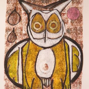 Σχέδιο με τίτλο "Owl of the Castel" από Marc Bulyss, Αυθεντικά έργα τέχνης, Μελάνι