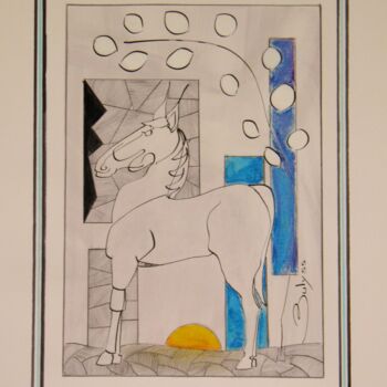 Desenho intitulada "Potin Gaulois" por Marc Bulyss, Obras de arte originais, Tinta