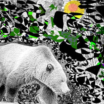 Digitale Kunst mit dem Titel "Bear Spring" von Marc Bulyss, Original-Kunstwerk, Digitale Malerei