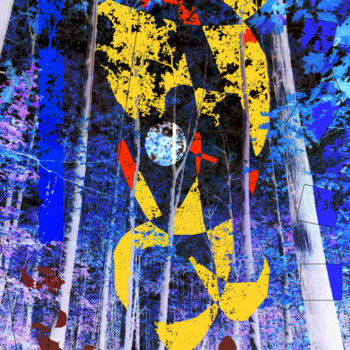 Digital Arts titled "Blue Forest" by Marc Bulyss, Original Artwork, Digital Painting