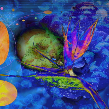 Digitale Kunst mit dem Titel "Blue sea fleur para…" von Marc Bulyss, Original-Kunstwerk, Fotomontage