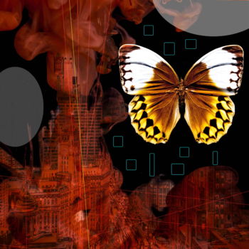 Arts numériques intitulée "Boston Butterfly" par Marc Bulyss, Œuvre d'art originale, Peinture numérique
